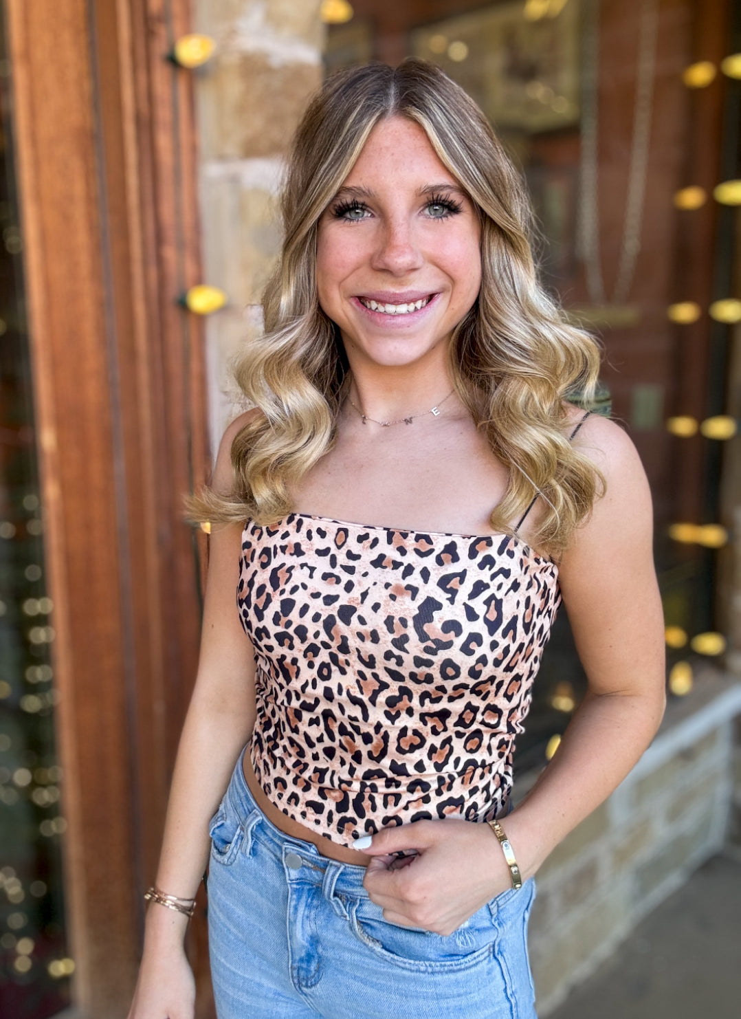 Top | Leopard Print Crop Cami Top