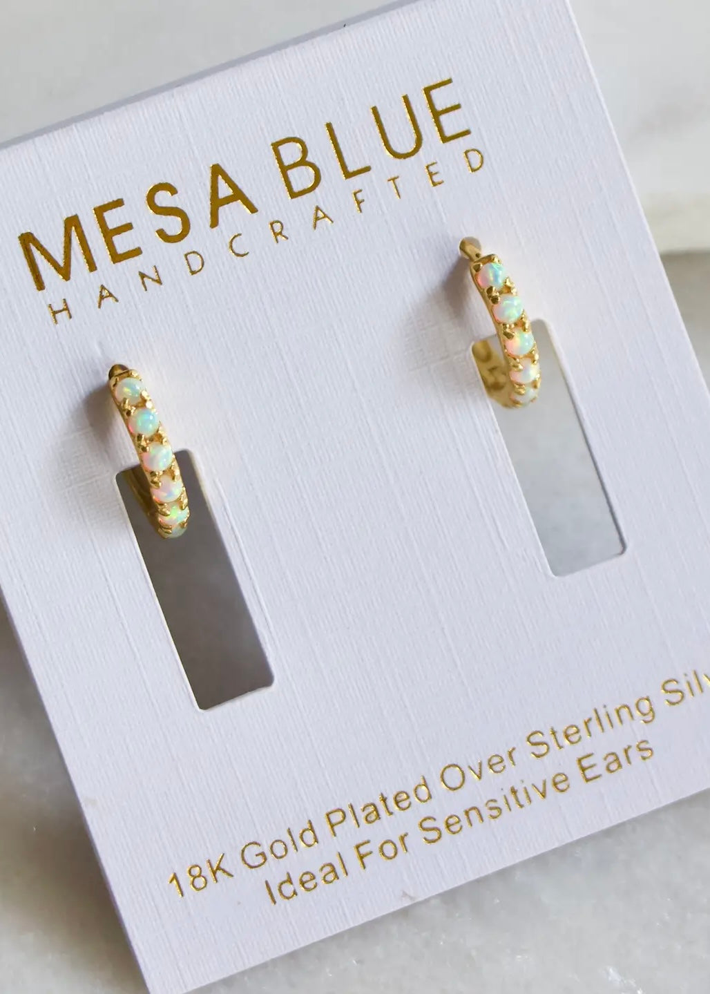 Earrings | Opal Huggie Hoop Earrings (6mm)