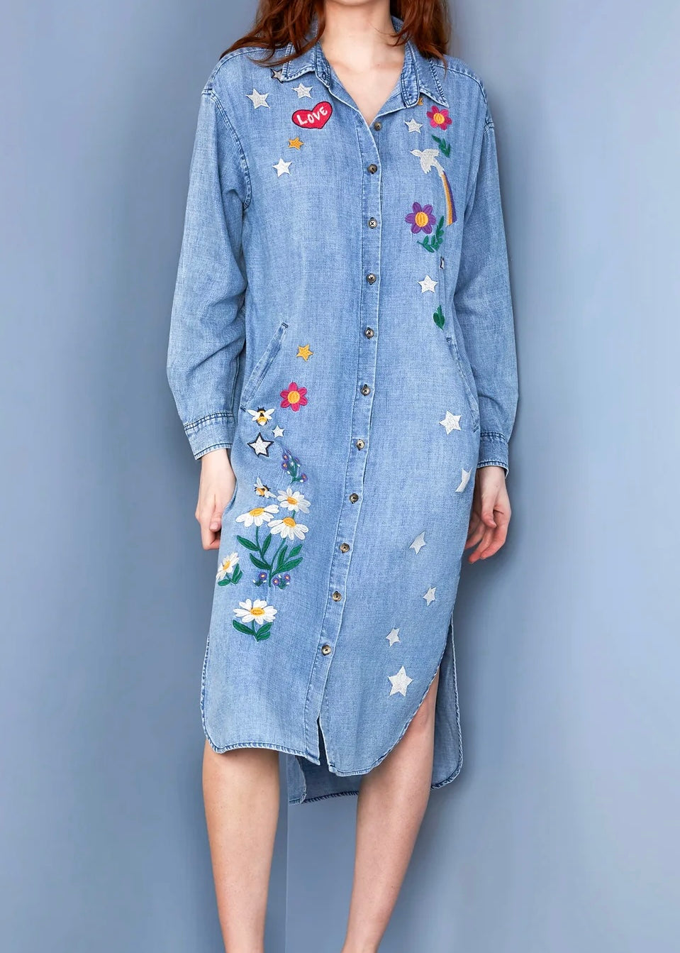 Dress | Billy T Denim Embroidered Shirt Dress