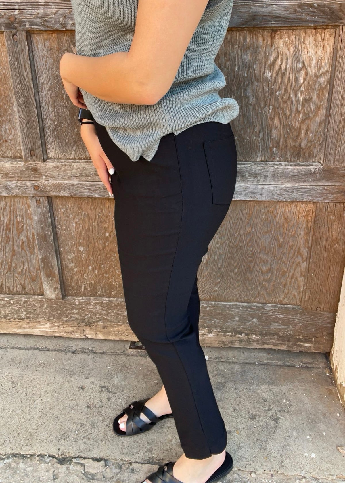 Bottoms | Thin Her Pull On Ankle Pant With Real Front &amp; Back Pockets