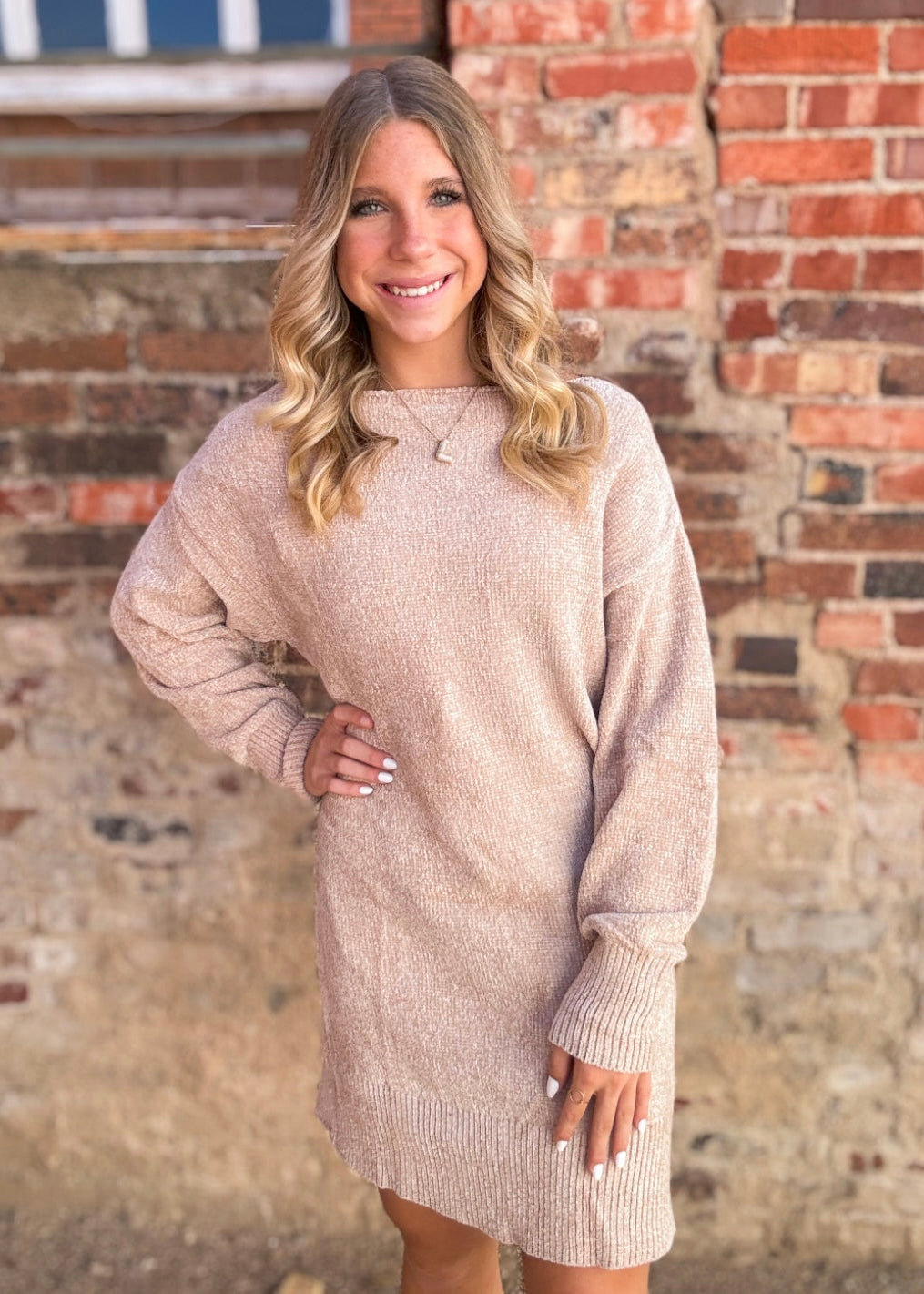 Dress | Sweater Chenille Almond Buff