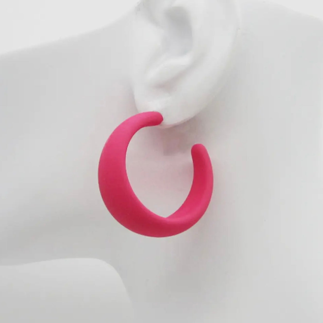 Earrings - Pink Open Hoop