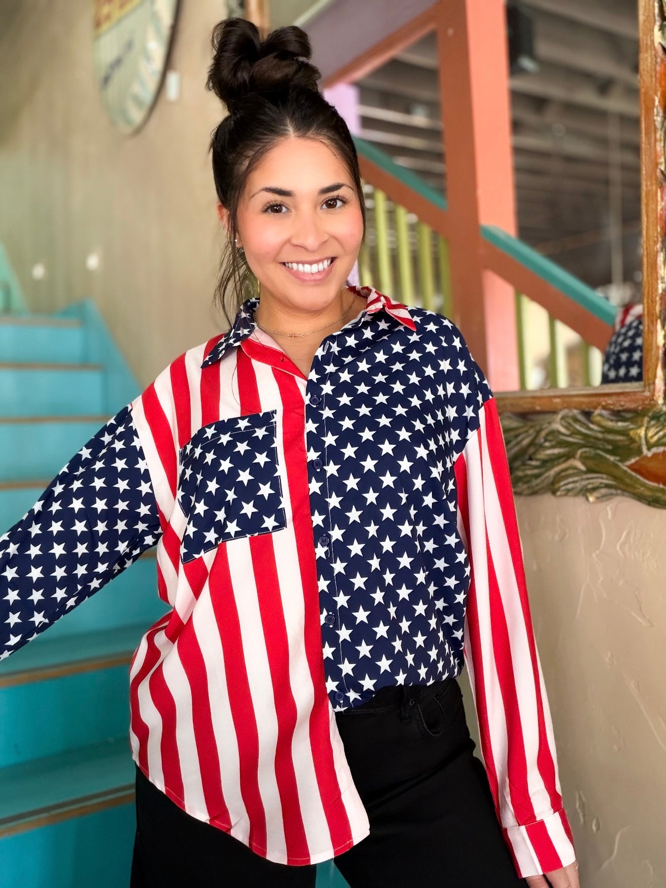 Top - Stars & Stripes Button Down