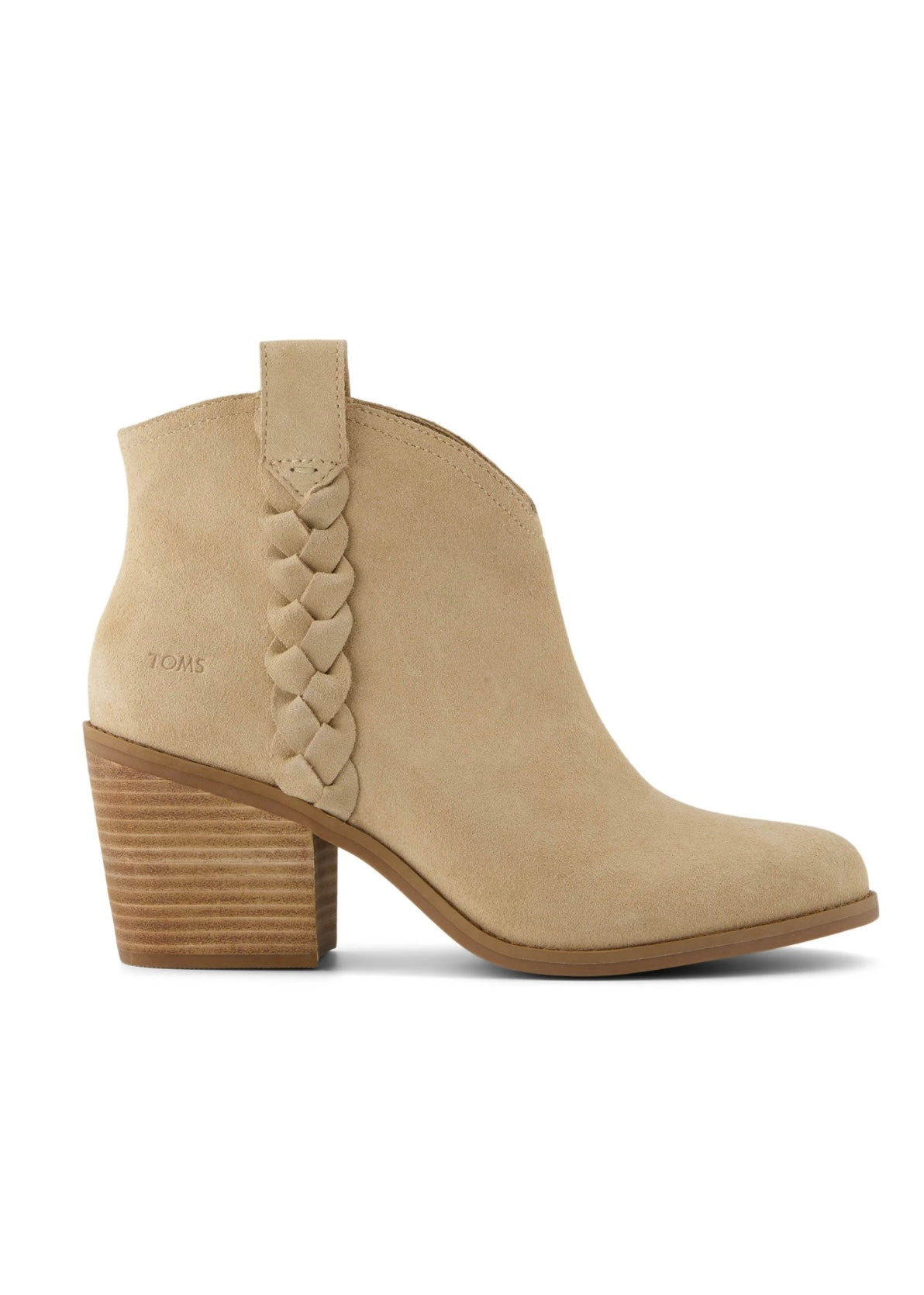 Shoes | TOMS Oatmeal Suede Braid Constance Heeled Boot