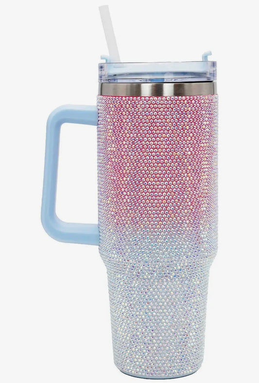 Tumbler - Light Blue Ombre Bling