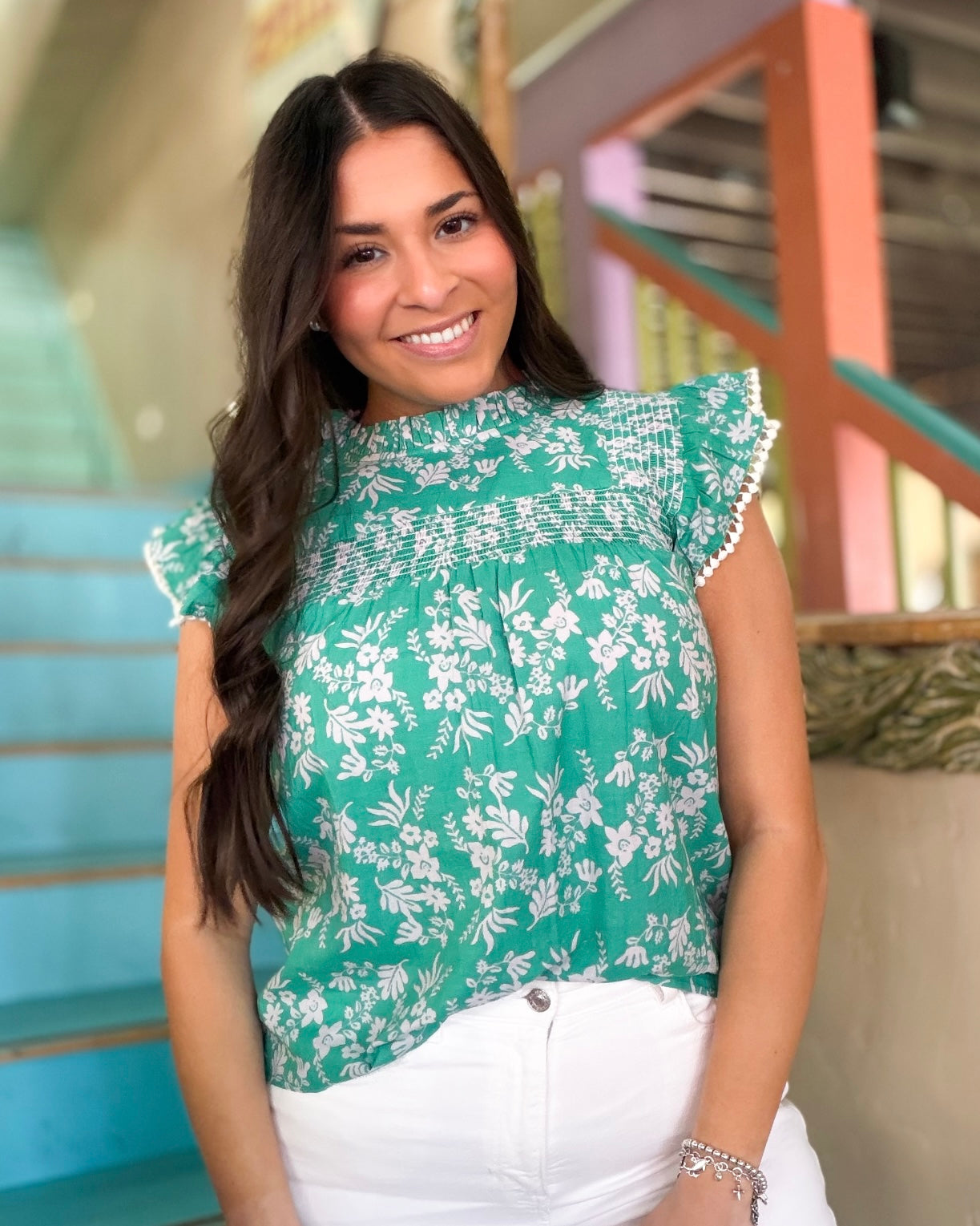 THML Flower Smocked Blouse