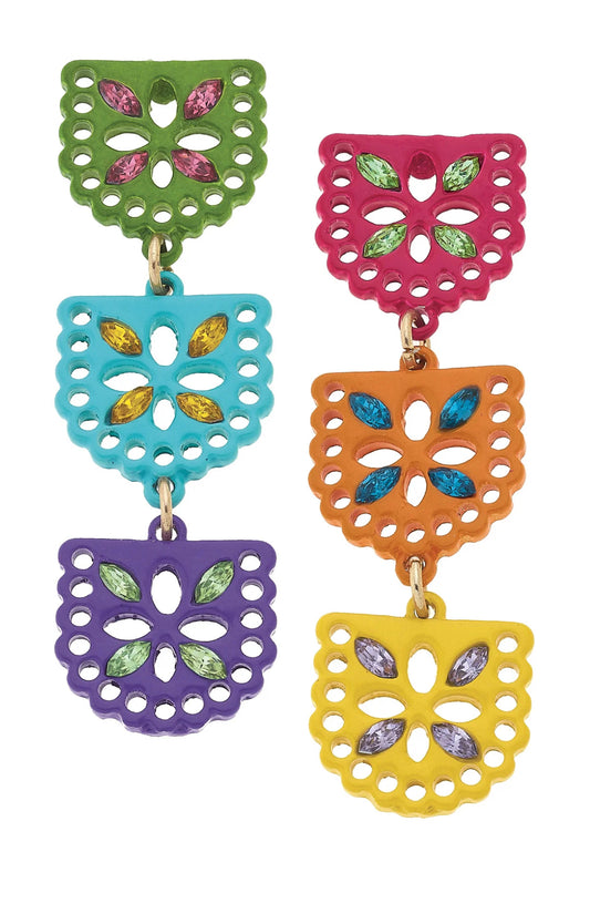 Jewelry | Earrings Fiesta Papel Picado Multi Color Banner Enamel