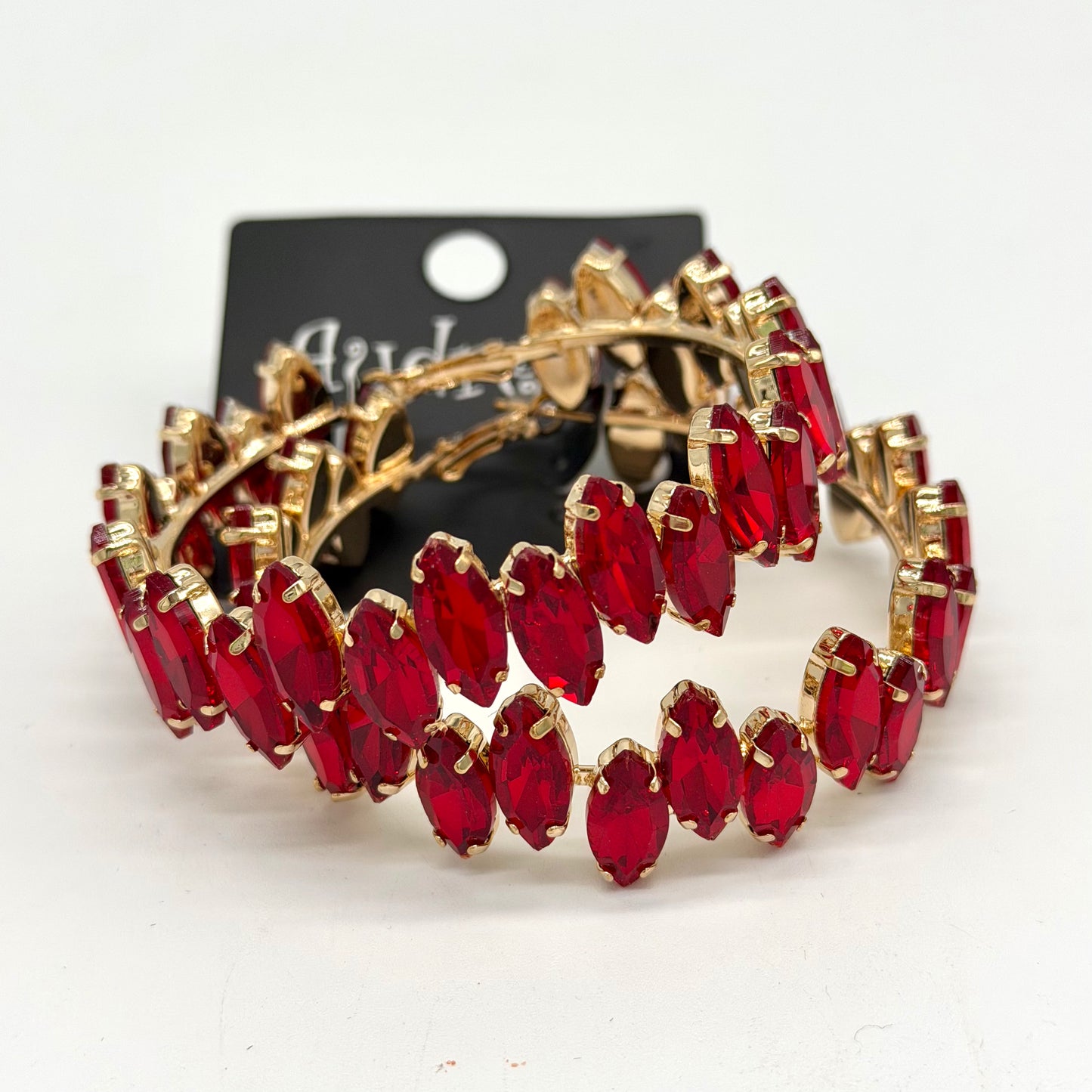 Jewelry | Earrings Red Rhinestone Hoops