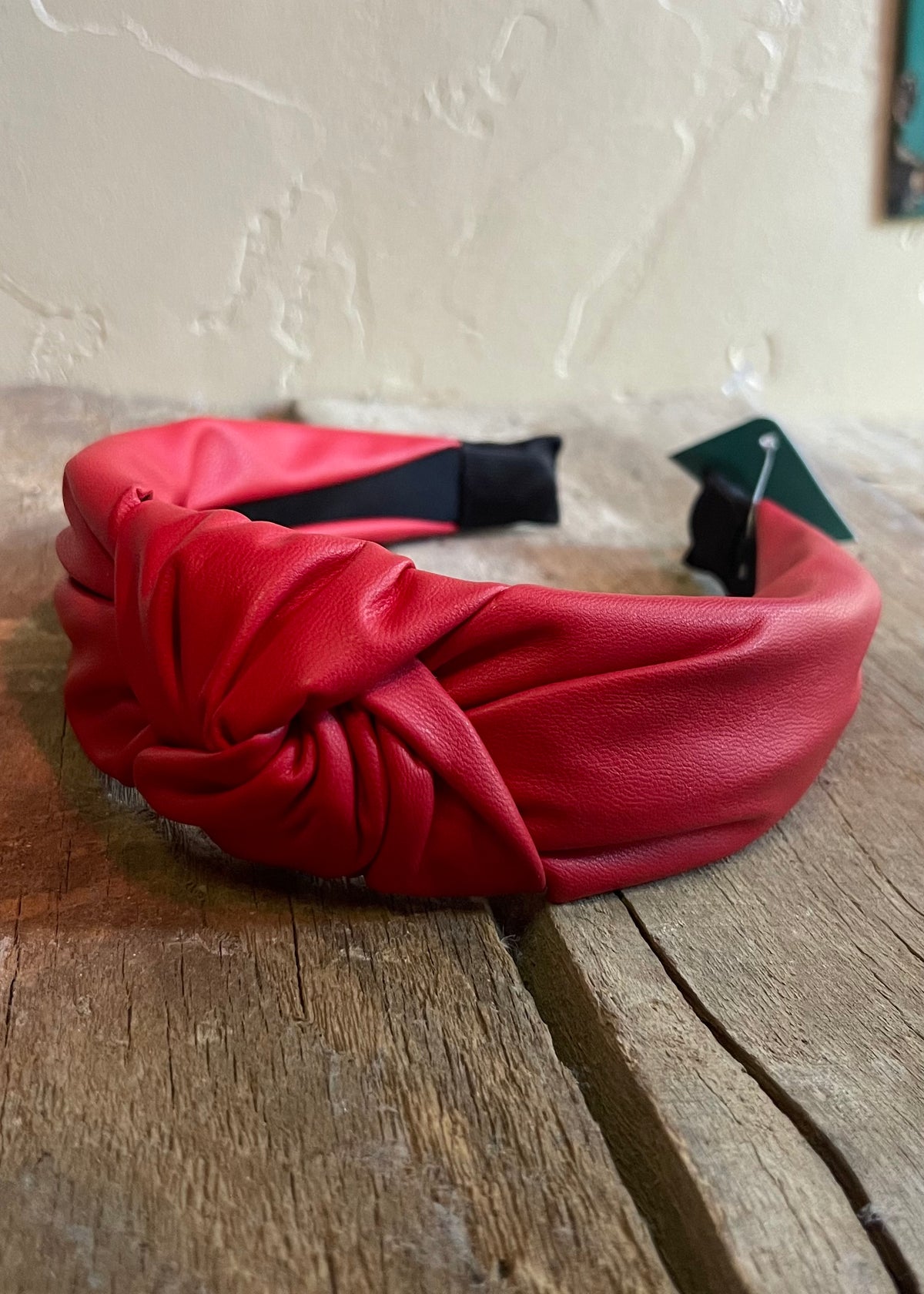 Hair Accessories | Red Faux Leather Top Knot Headband