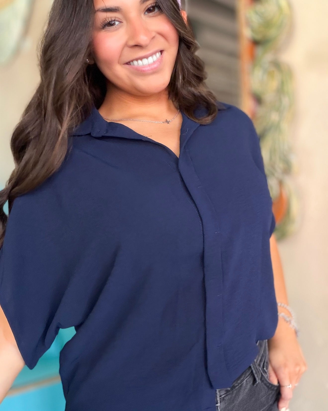 Blouse - Classic Navy Button