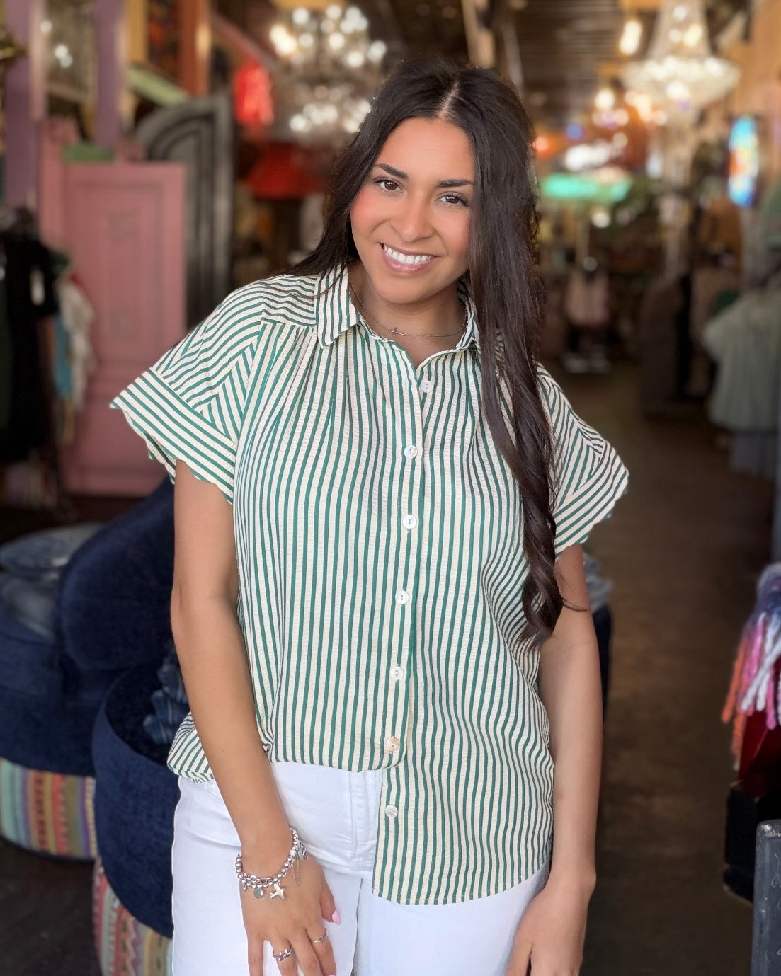 Kelly Striped Button Down Blouse