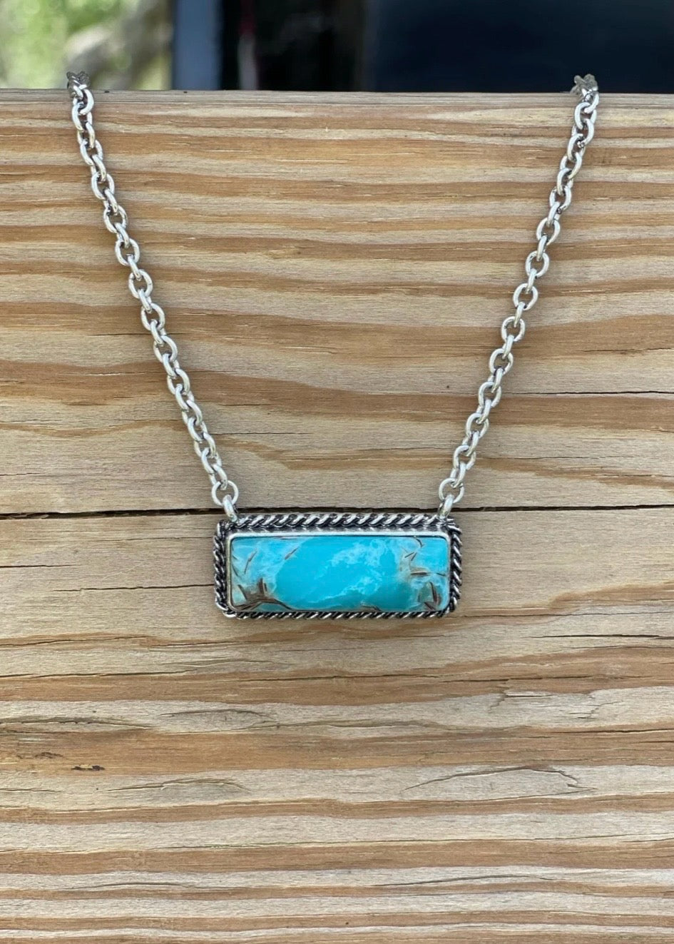 Necklace | Marbled Turquoise Bar Necklace