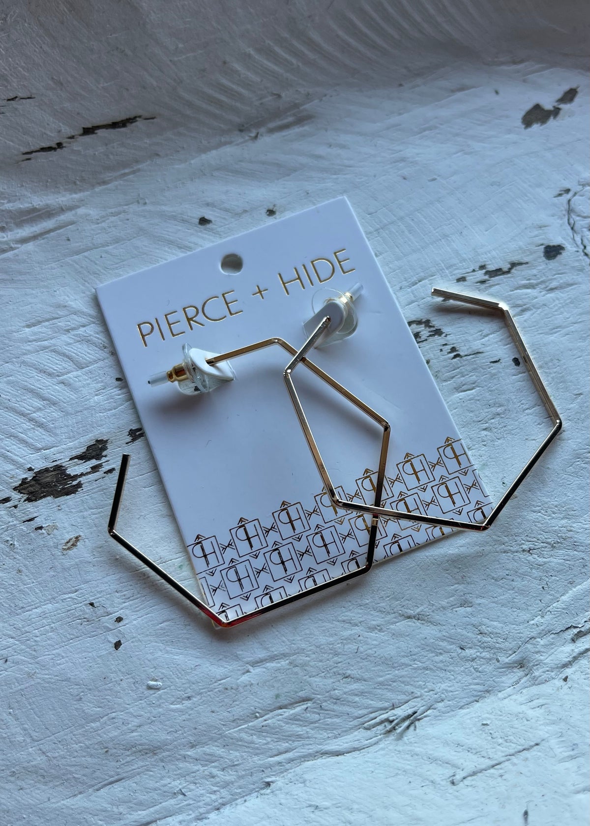 Earrings | Brushed Gold Hex Hoop