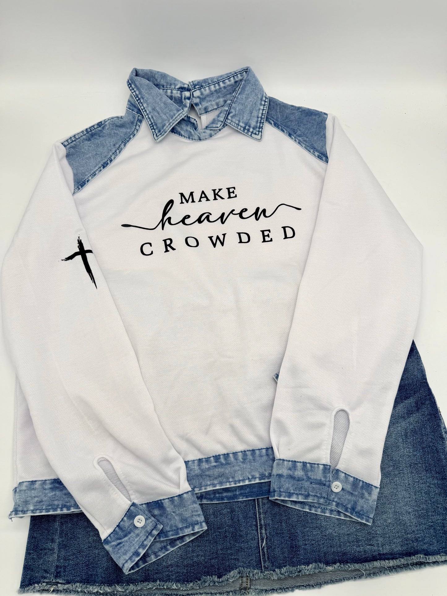 Tops | Pullover Make Heaven Crowded Denim Contrast