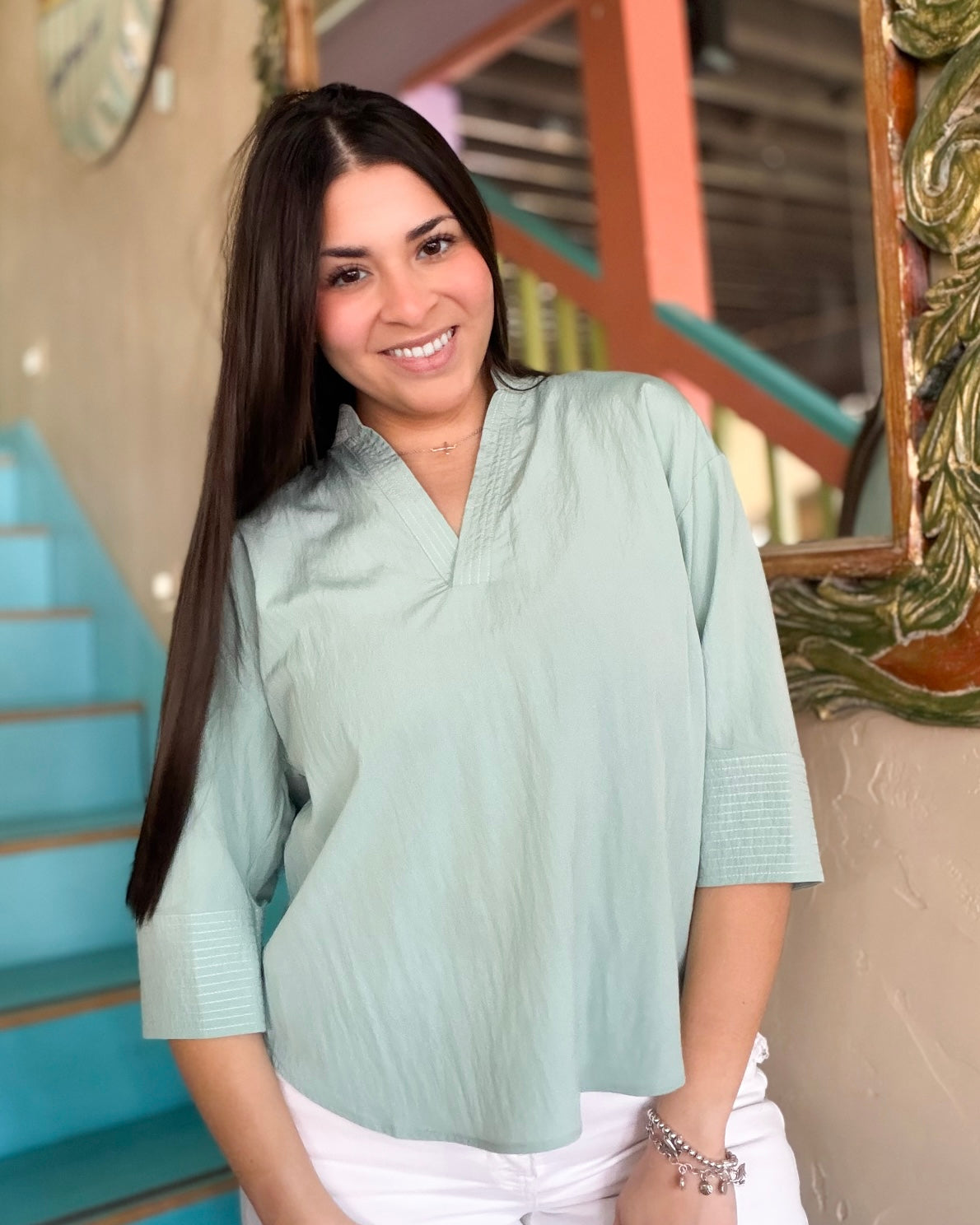Blouse - Seafoam Stitch Popover