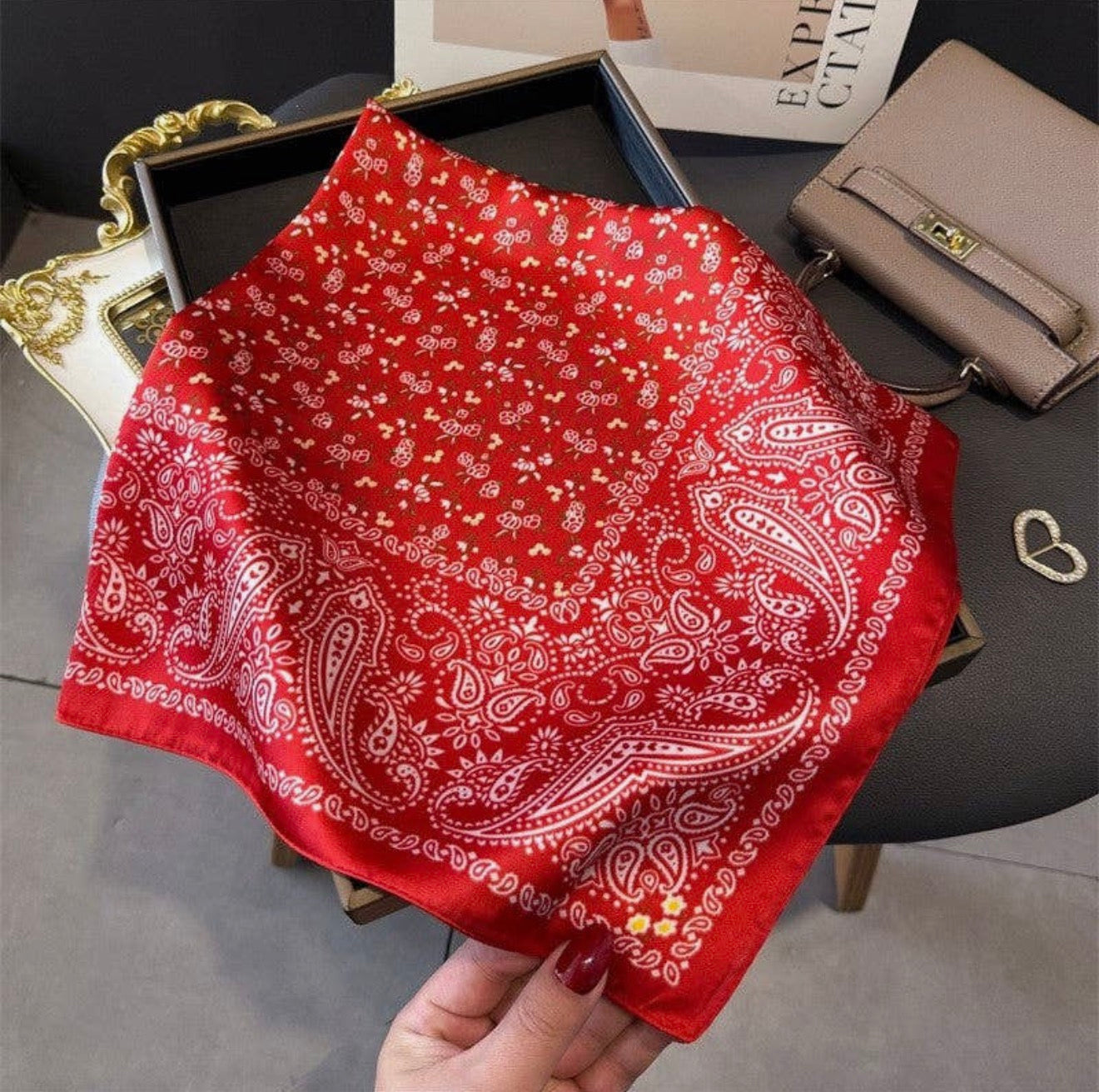 Scarf - Red Paisley Print