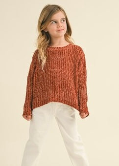 Girls | Rust Pull Over Sweater Chenille