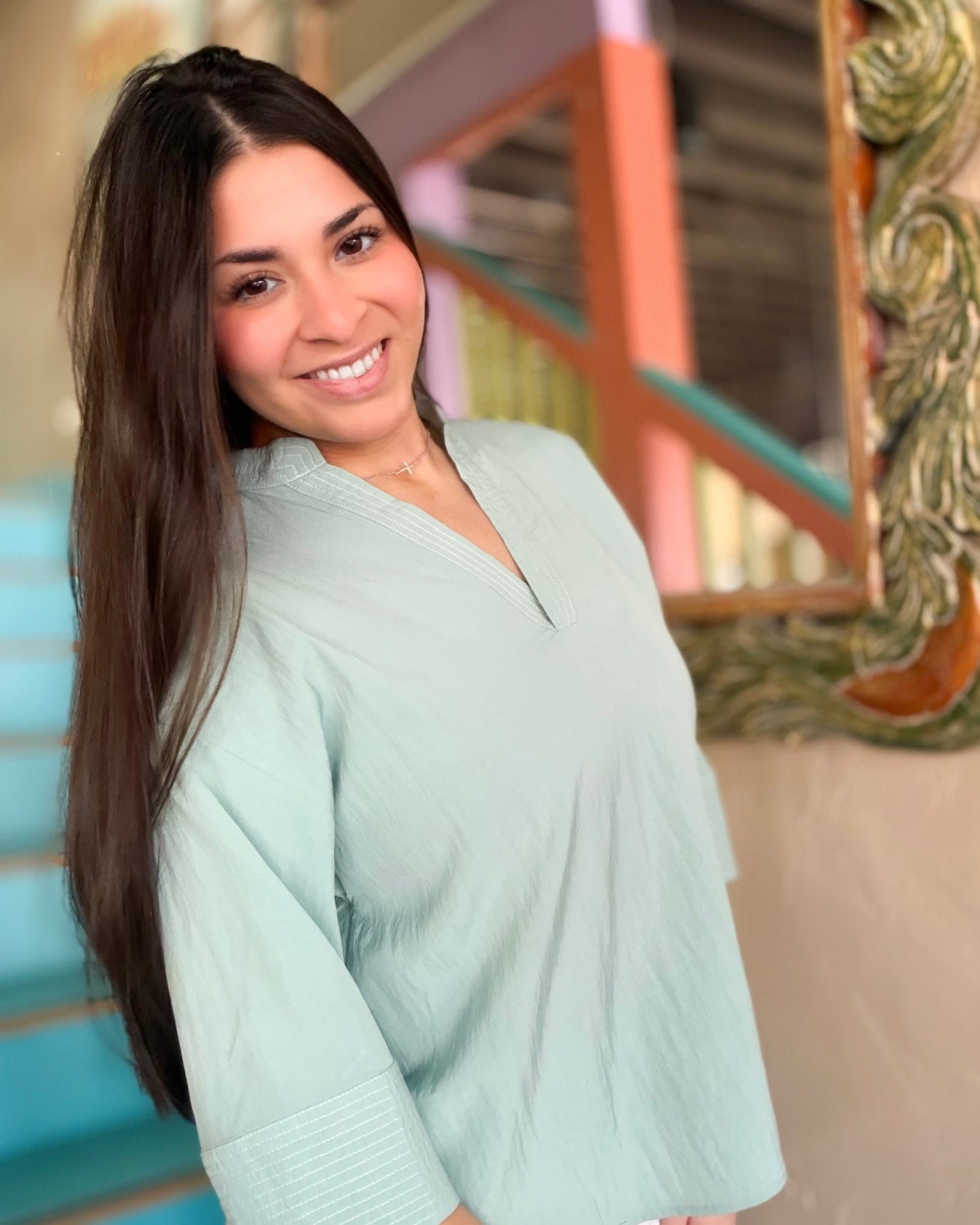 Blouse - Seafoam Stitch Popover