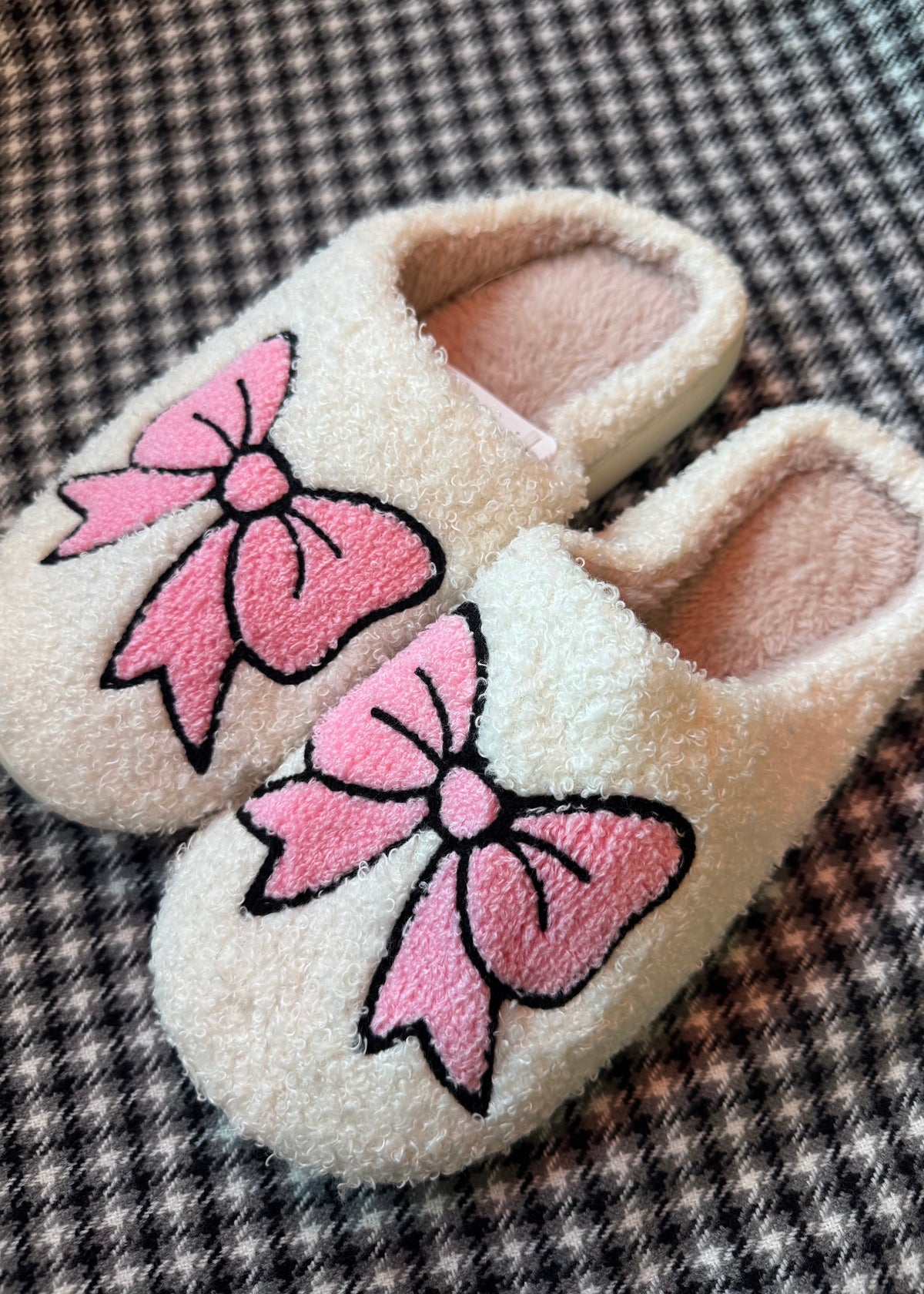 Shoes | Bowknot Pattern Fuzzy Warm Slippers