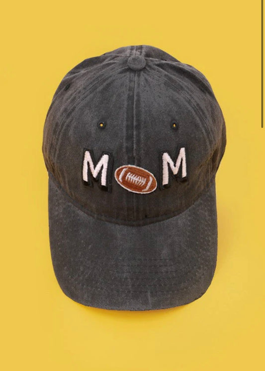 Washed Black Game Day Mom Football Hat