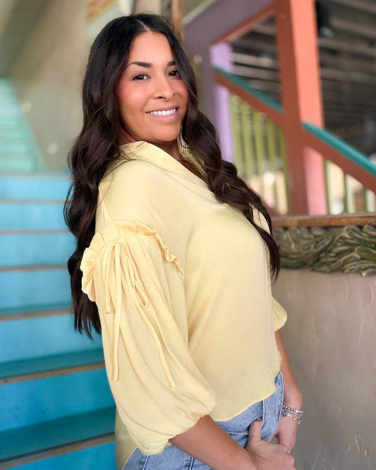 Blouse - Pale Banana Balloon Sleeve