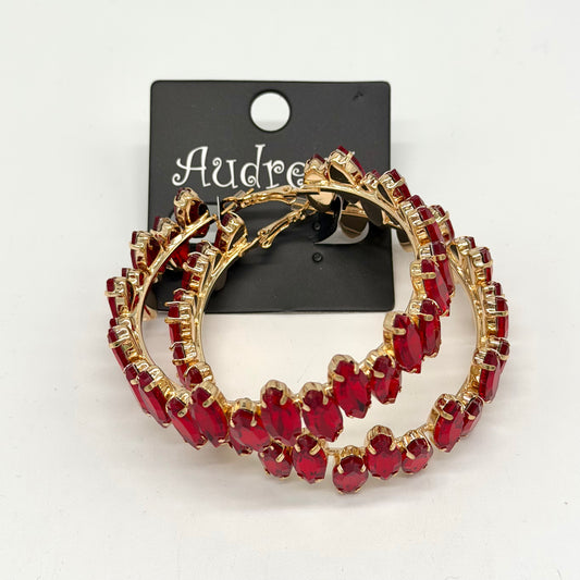 Jewelry | Earrings Red Rhinestone Hoops