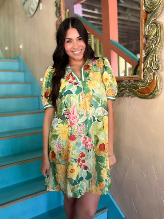 Umgee Dress - Garden Puff Midi
