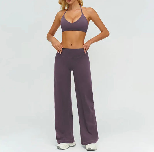 Backless Sports Bra + Wide Leg Pants