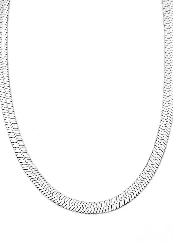 Necklace | Silver Mia Thick Herringbone Necklace (16")