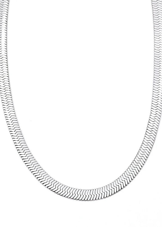Necklace | Silver Mia Thick Herringbone Necklace (16")
