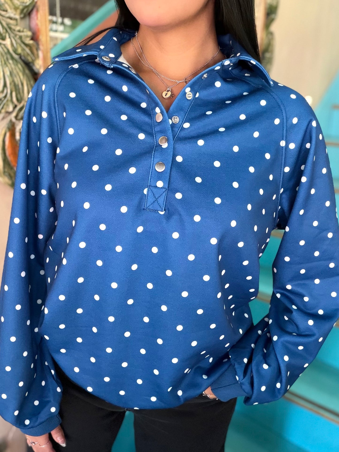 Pullover - Blue Polka Dot