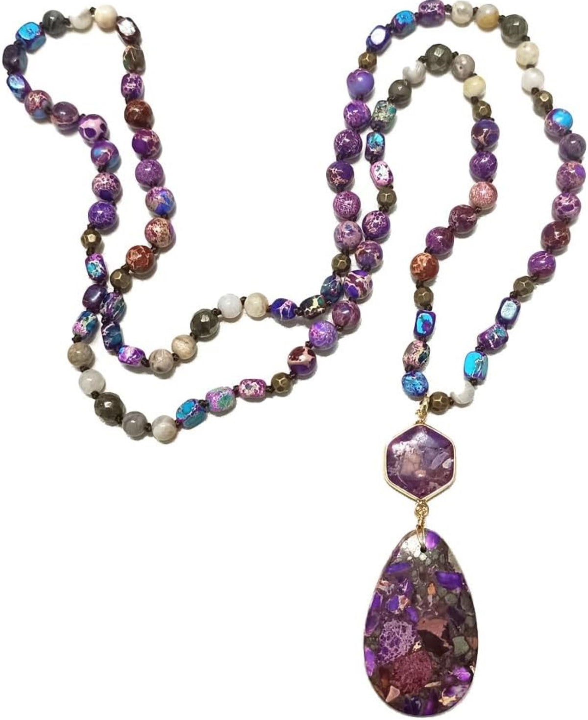 Necklace | Long Purple Stone Necklace