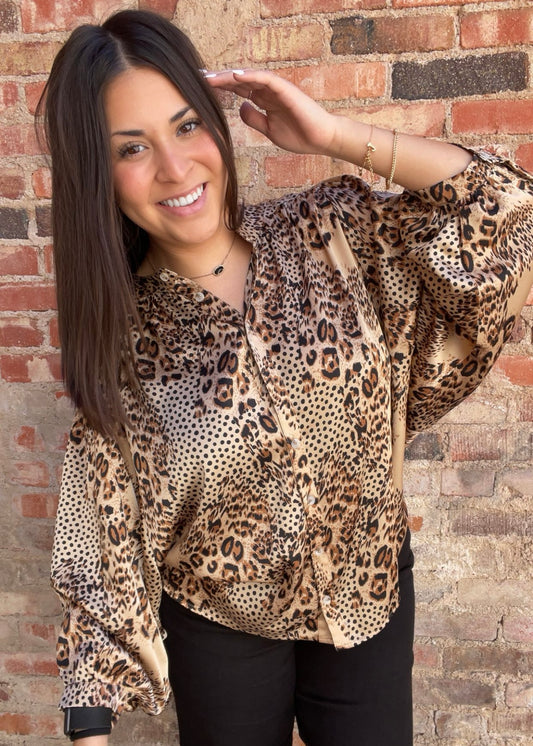 Top | Jodifl Blouse Leopard Print 3/4 Sleeves