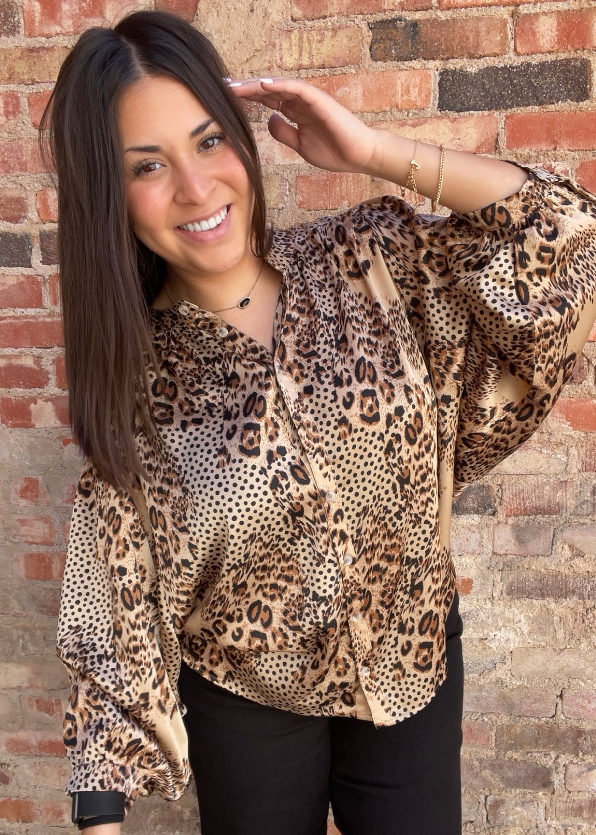 Top | Jodifl Blouse Leopard Print 3/4 Sleeves