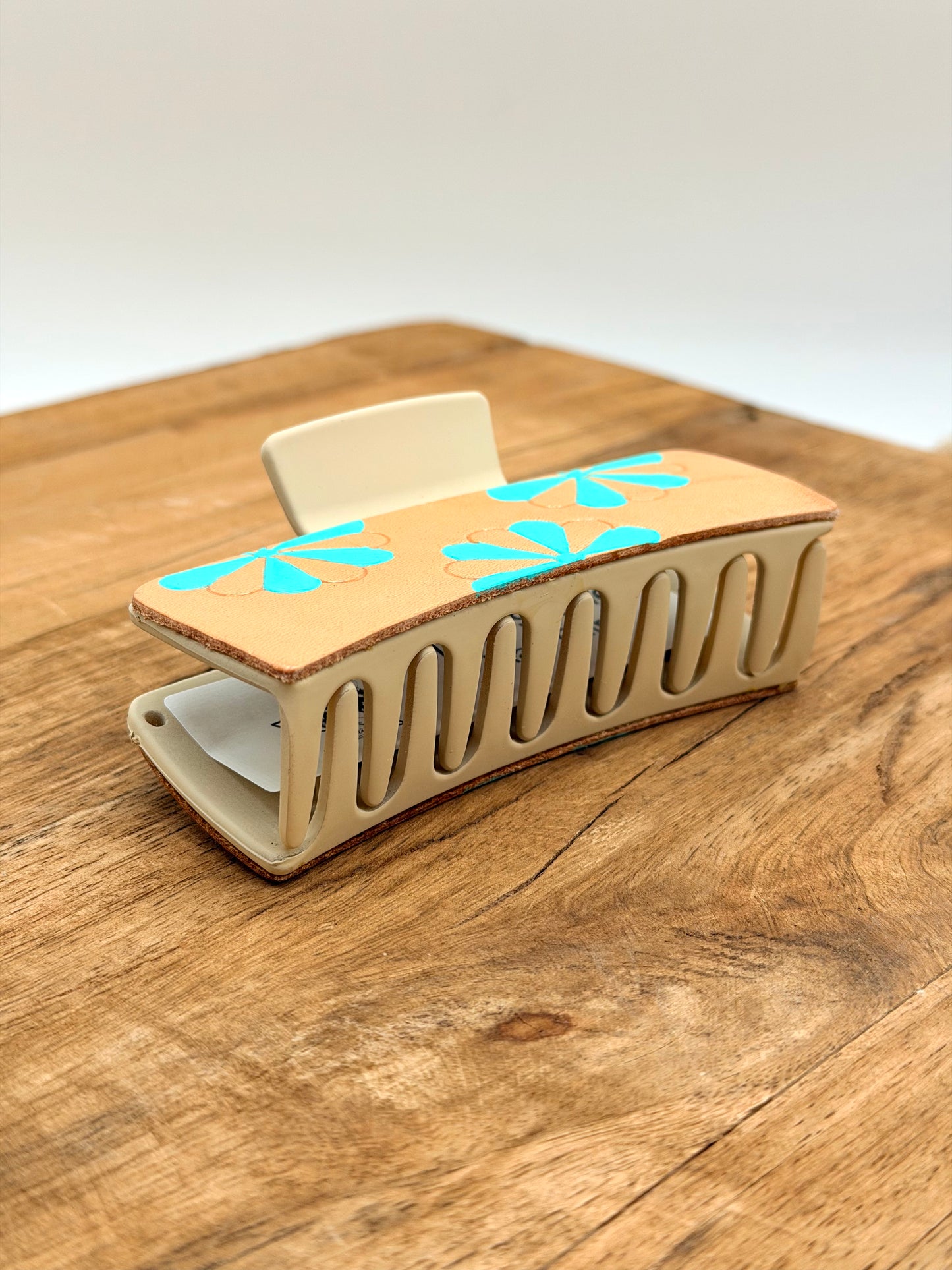 McIntire Saddlery | Hair Clip Needlepoint Turquoise