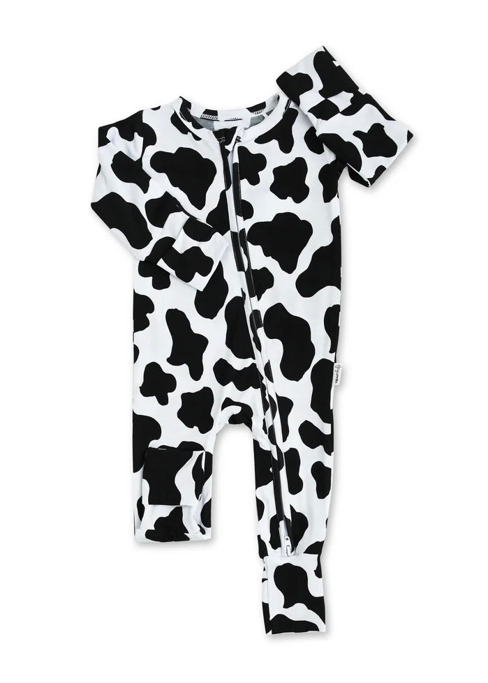 Baby | Gigi and Max Boone Sleeper Cow Print Zip