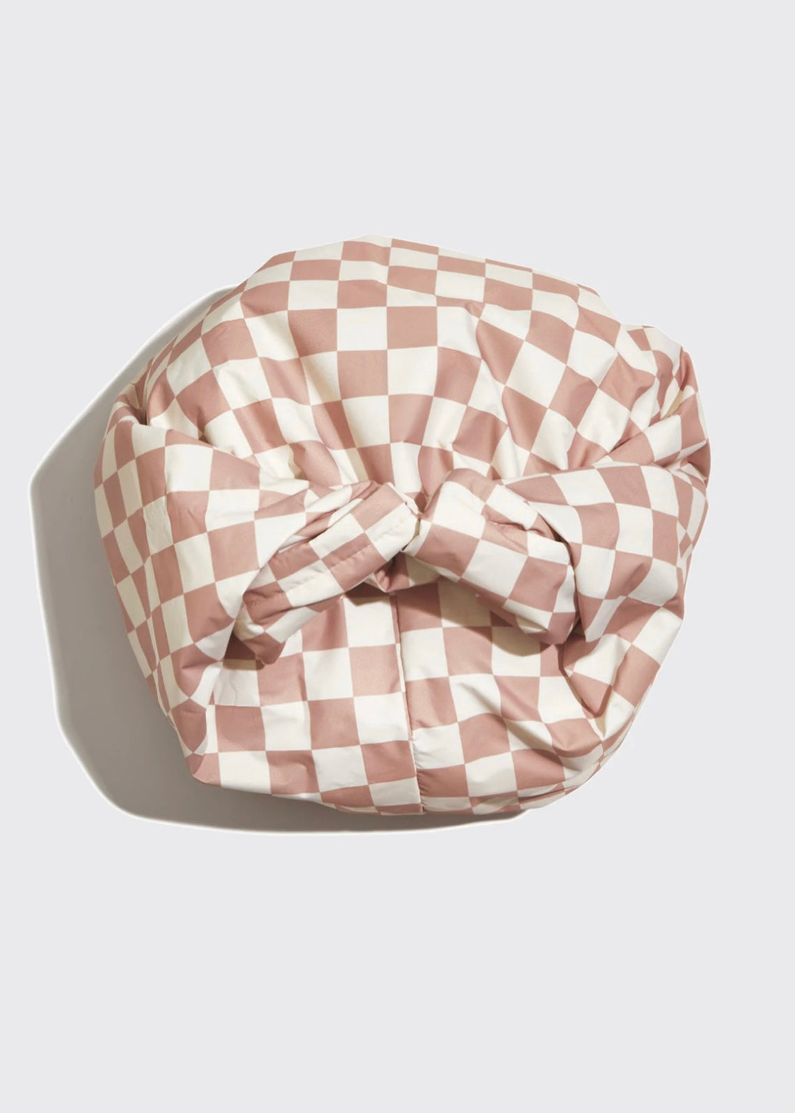 Bath &amp; Beauty | Kitsch Satin Lined Flexi Terracotta Checker Shower Cap