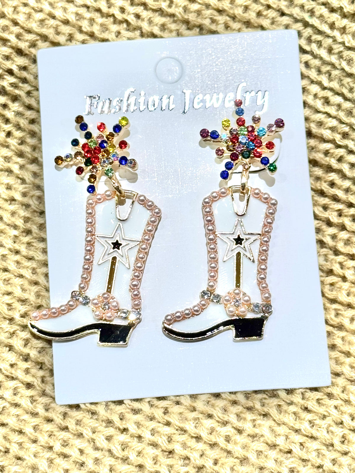 Earrings | Cowboy Boot Beaded Drop Earrings