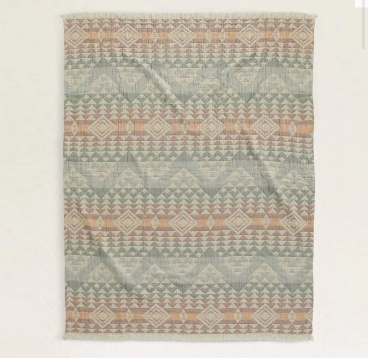 Pendelton | Fringe Cotton Throw Highland Peak Aqua Blanket