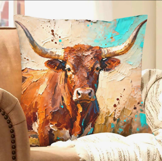 Throw Pillow - Velvet Painted Bull