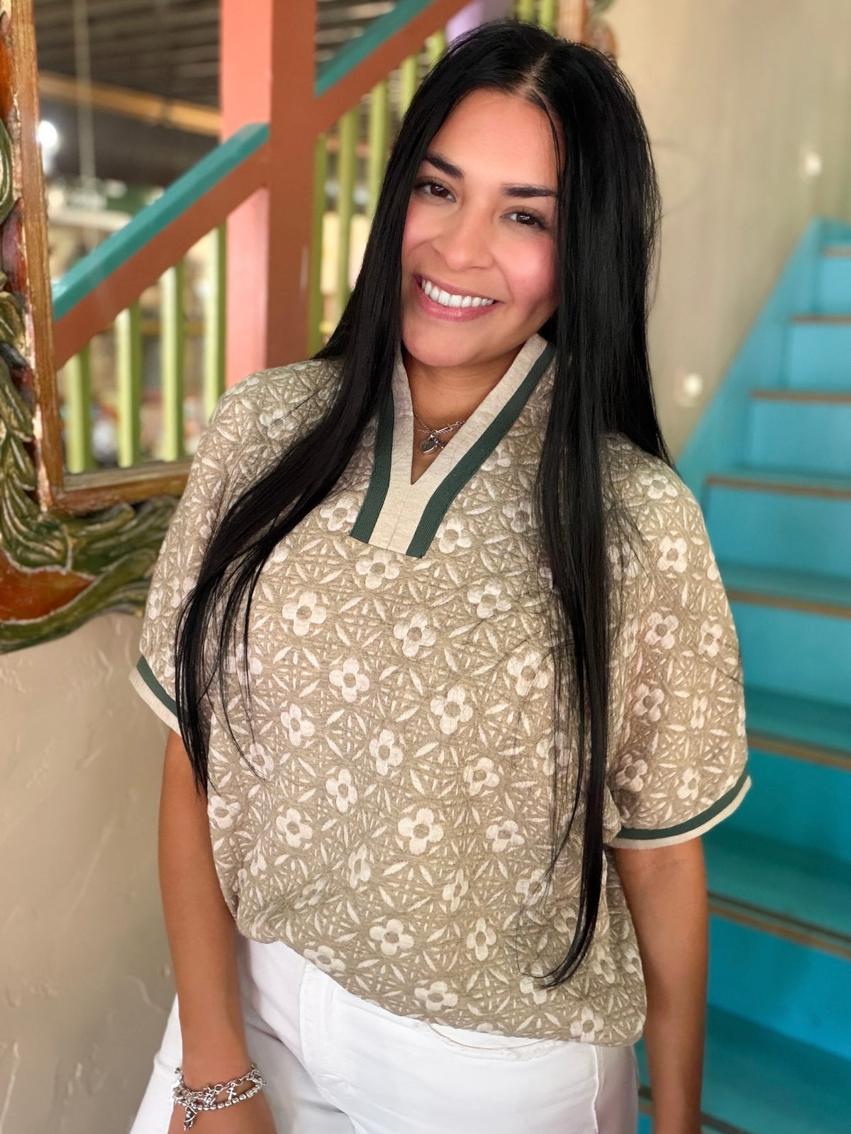 Blouse - Umgee Vintage V-Neck