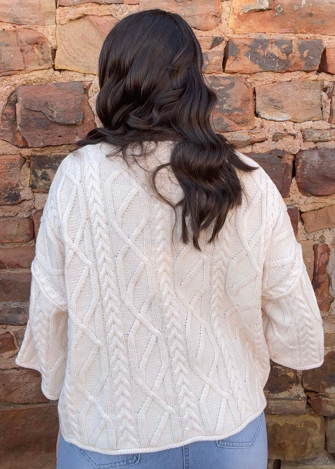 Tops | Sweater Ecru Solid Knit