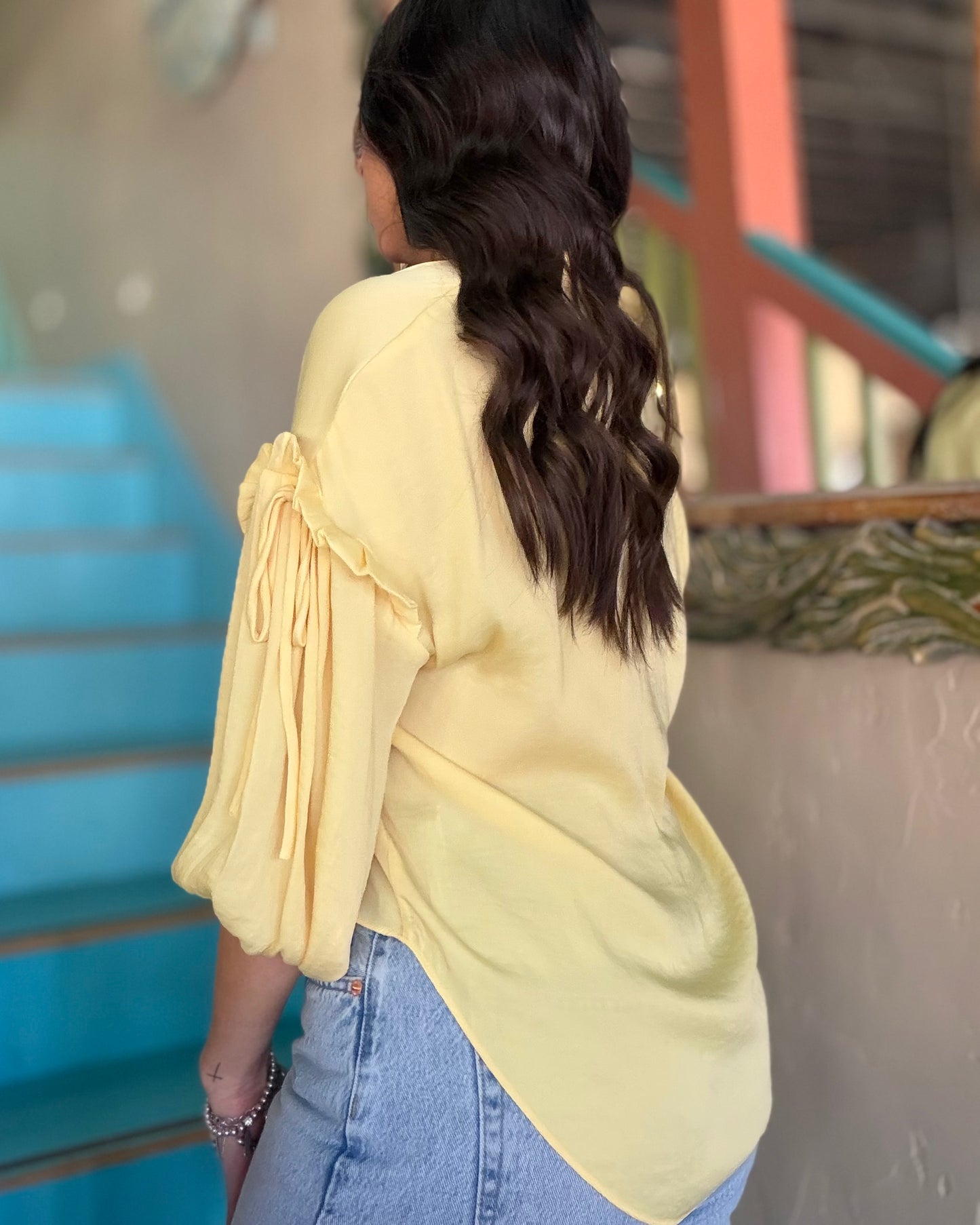 Blouse - Pale Banana Balloon Sleeve