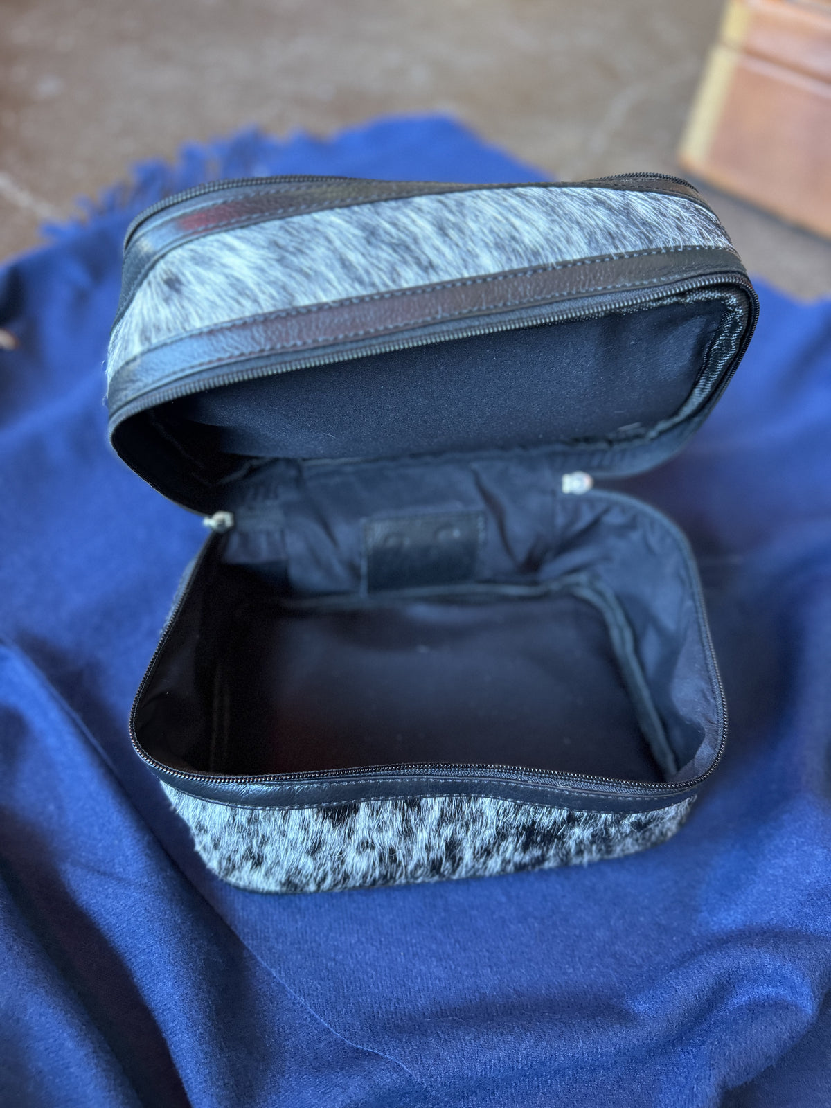 Jewelry Storage | Cowhide Make Up &amp; Cosmetic Mirror Bag