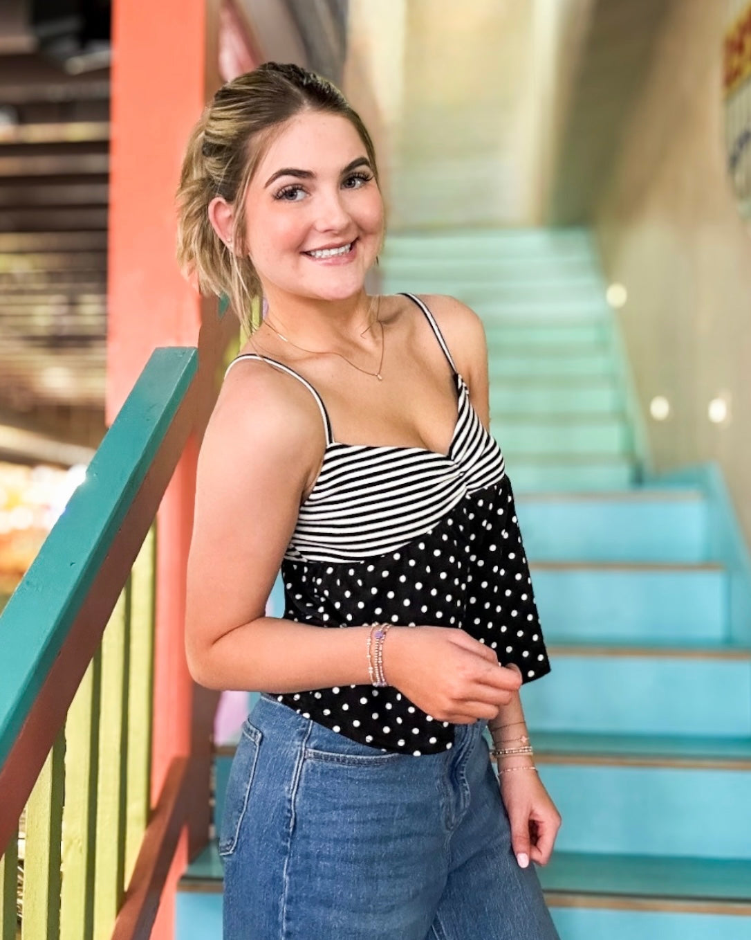 Stripe & Polka Dot Top