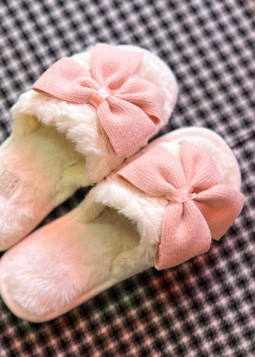 Shoes | Bow Knot Decor Plush Slippers