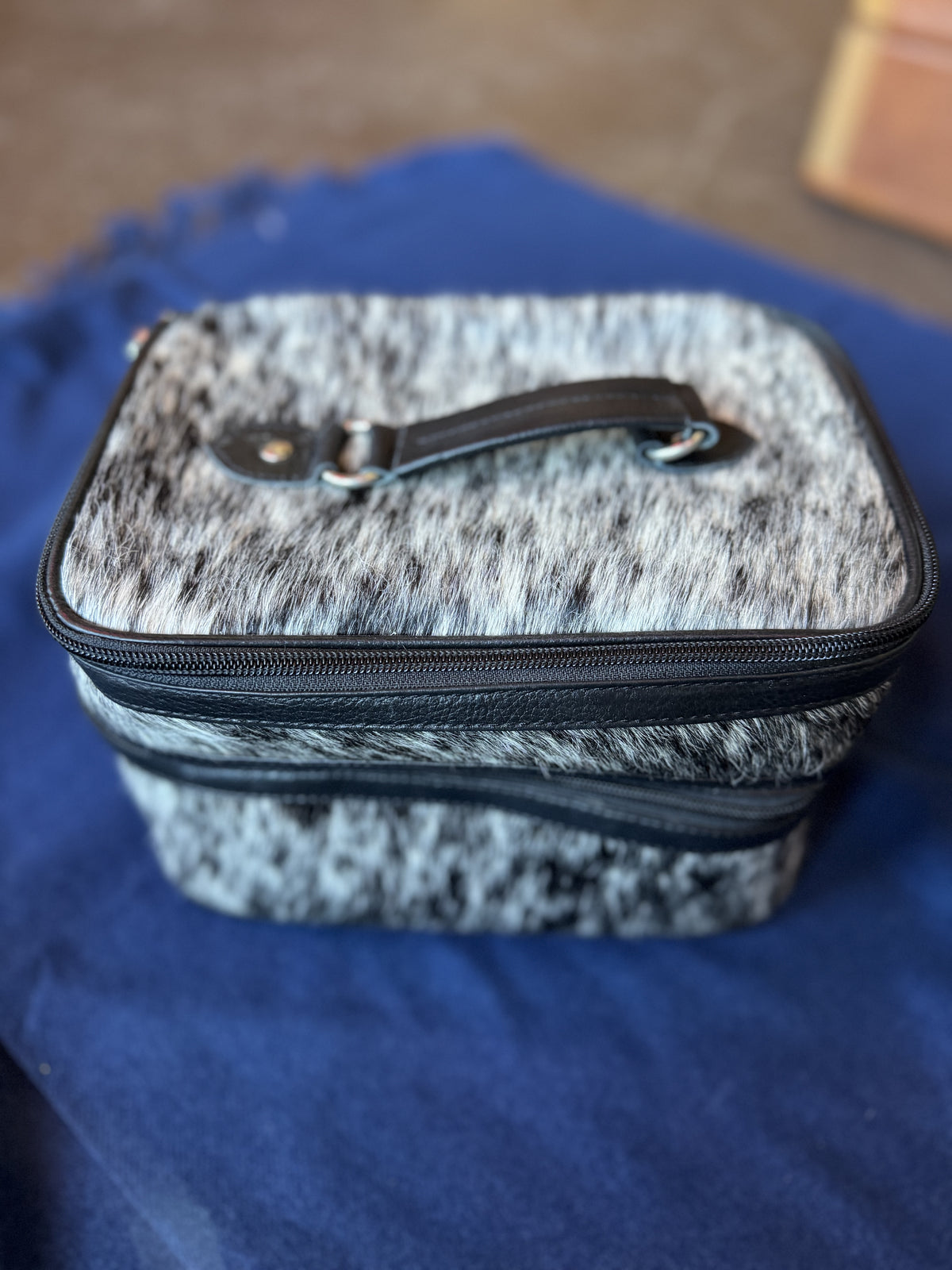 Jewelry Storage | Cowhide Make Up &amp; Cosmetic Mirror Bag