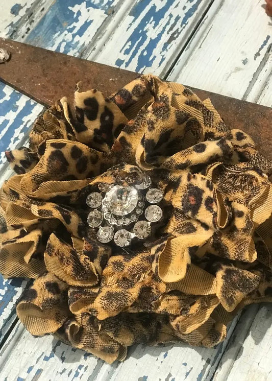 Hair Accessory | A Rare Bird Vintage Velvet Leopard Flower Pin