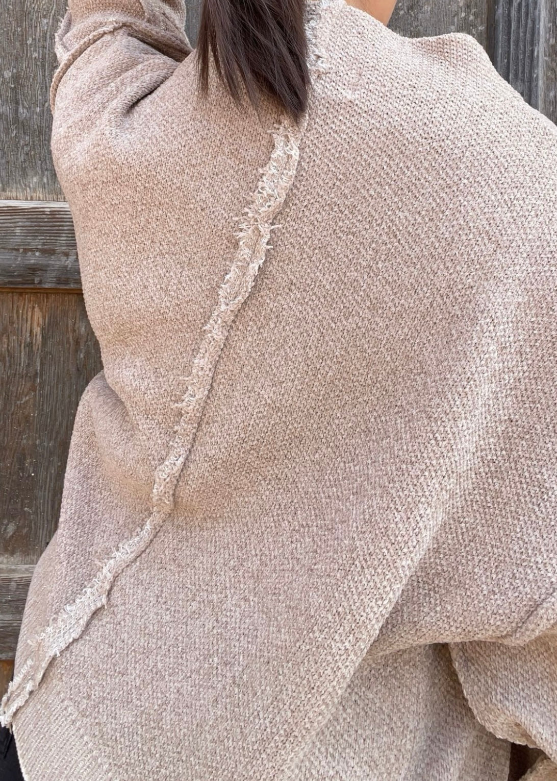 Tops | Zenana Sweater Oversized Mock Neck Raw Seam Chenille