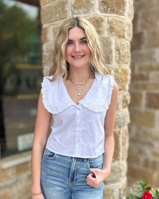 White Vest w/ Buttons Top